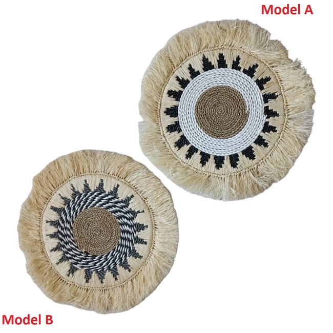 Bali-Dreams Raffia wanddecoratie model B rond large naturel-50x50 cm-1 stuks