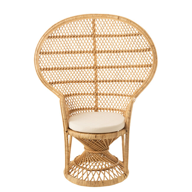 J-Line CHAIR PEACOCK CUSHION RAT NAT