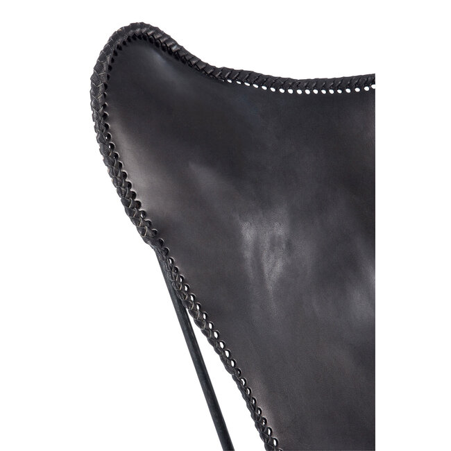 J-Line LOUNGESTOEL LEER/MET ZWART