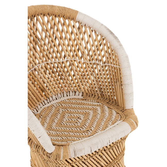 J-Line STOEL RUGLEUNING BAMBOE NAT/WH KIND