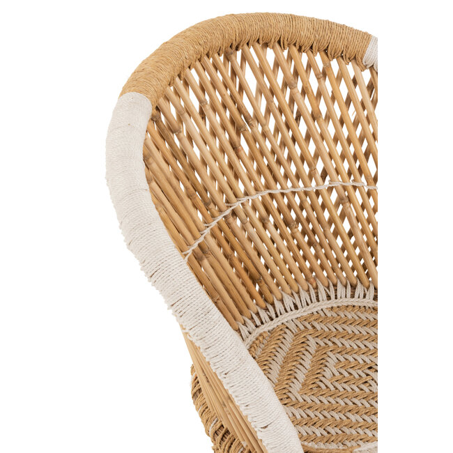 J-Line STOEL RUGLEUNING BAMBOE NAT/WH KIND