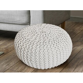 Dream-Living Duurzame Poef Ø 55 cm off-white voor binnen- buiten- zwembad