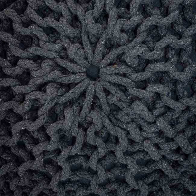 Dream-Living Poef Ø 55 cm gebreide kruk steen grijs vloerkussen duurzaam