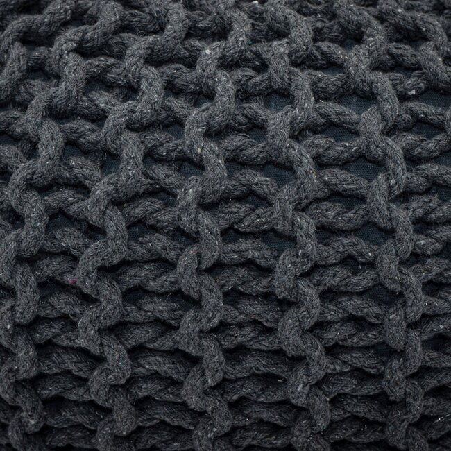 Dream-Living Poef Ø 55 cm gebreide kruk steen grijs vloerkussen duurzaam