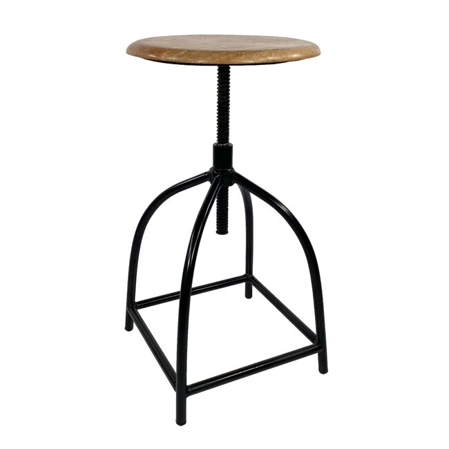 Dream-Living Draaikruk barkruk kruk draaistoel in hoogte verstelbaar Liverpool massief hout duurzaam metalen frame