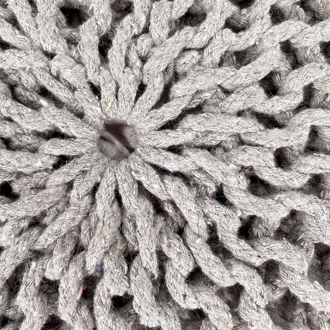 Dream-Living Poef Ø 55 cm gebreide kruk grijs vloerkussen duurzaam