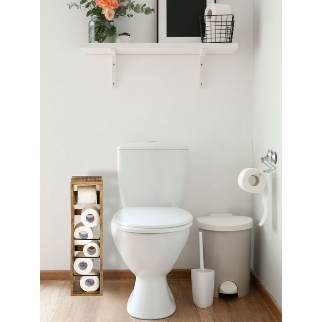Dream-Living Mangohouten Toiletpapierhouder - 17 x 17 x 65 cm
