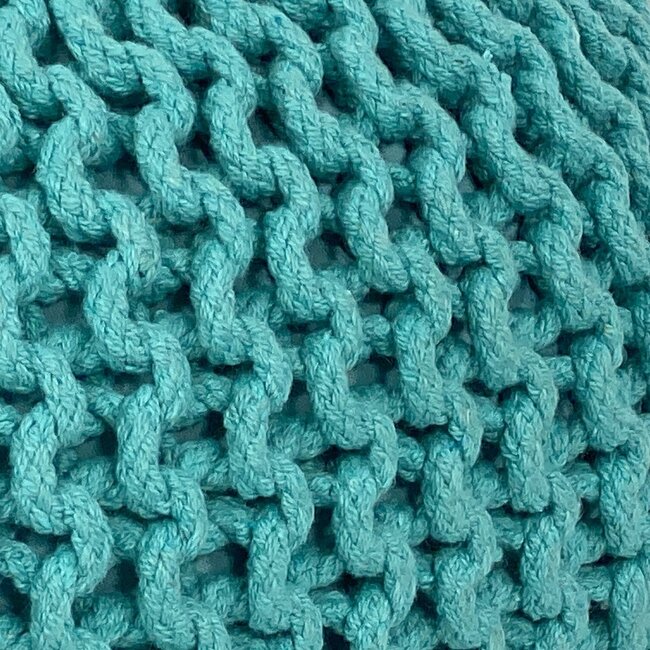 Dream-Living Poef Ø 55 cm gebreide kruk petrol vloerkussen duurzaam