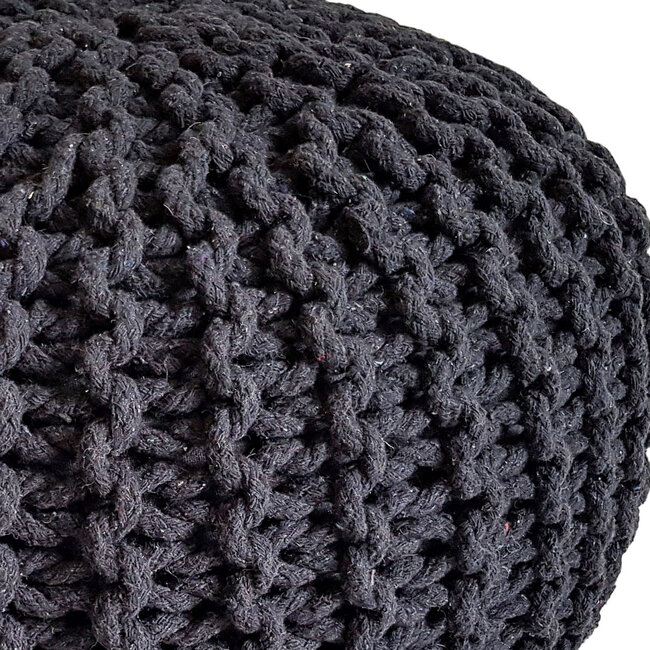 Dream-Living Gebreide kruk Poef Ø 45 cm antraciet Vloerkussen