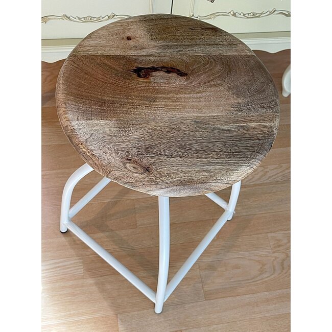 Dream-Living Draaikruk barkruk kruk draaistoel in hoogte verstelbaar Liverpool massief hout duurzaam metalen frame