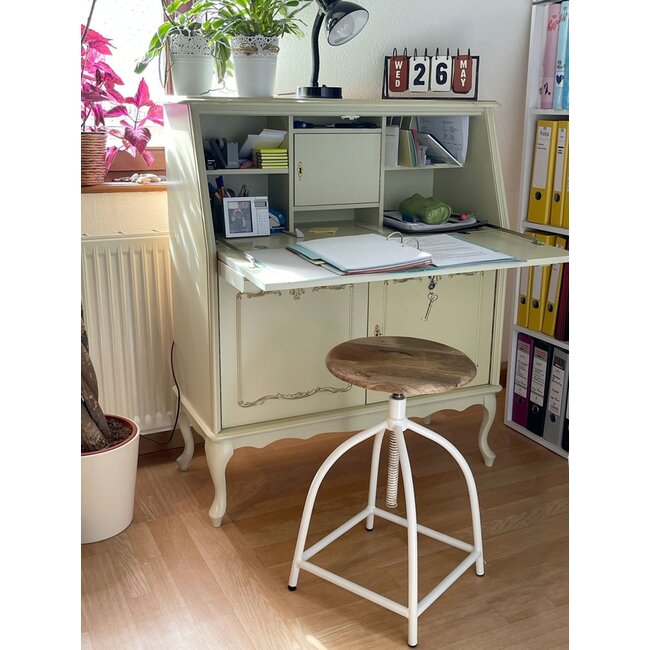 Dream-Living Draaikruk barkruk kruk draaistoel in hoogte verstelbaar Liverpool massief hout duurzaam metalen frame