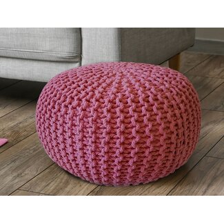 Dream-Living Ronde poef - 55 x 55 x 37 cm - katoen -  roze