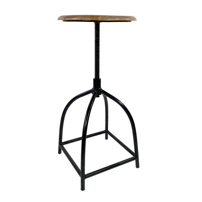 Dream-Living Draaikrukset 2-delig barkruk kruk draaistoel in hoogte verstelbaar Liverpool hout metalen frame