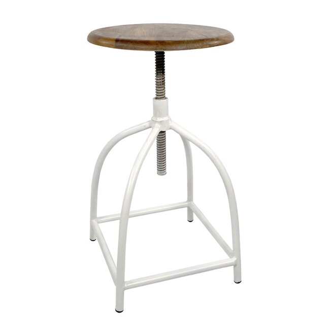 Dream-Living Draaikrukset 2-delig barkruk kruk draaistoel in hoogte verstelbaar Liverpool hout metalen frame