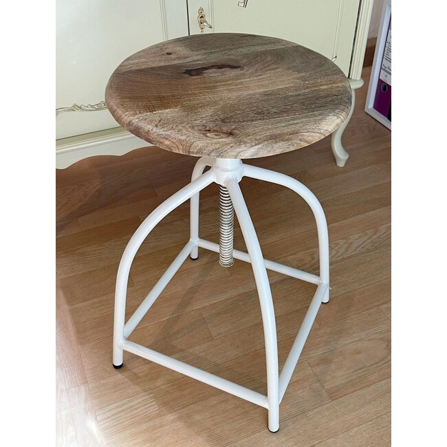 Dream-Living Draaikrukset 2-delig barkruk kruk draaistoel in hoogte verstelbaar Liverpool hout metalen frame