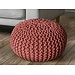 Dream-Living Gebreide kruk Poef Ø 45 cm terracotta Vloerkussen