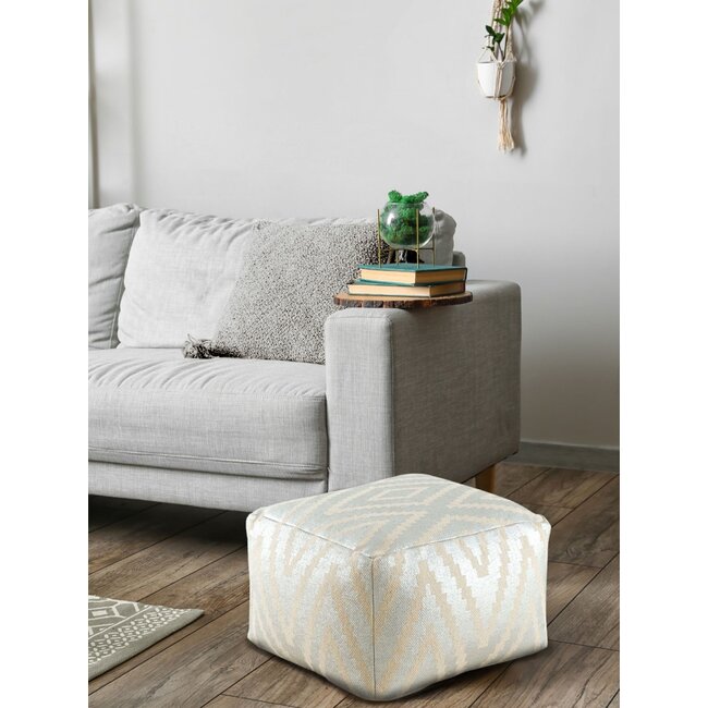 Dream-Living Cube hocker poef metallic silver 55x37x55 cm vloerkussen