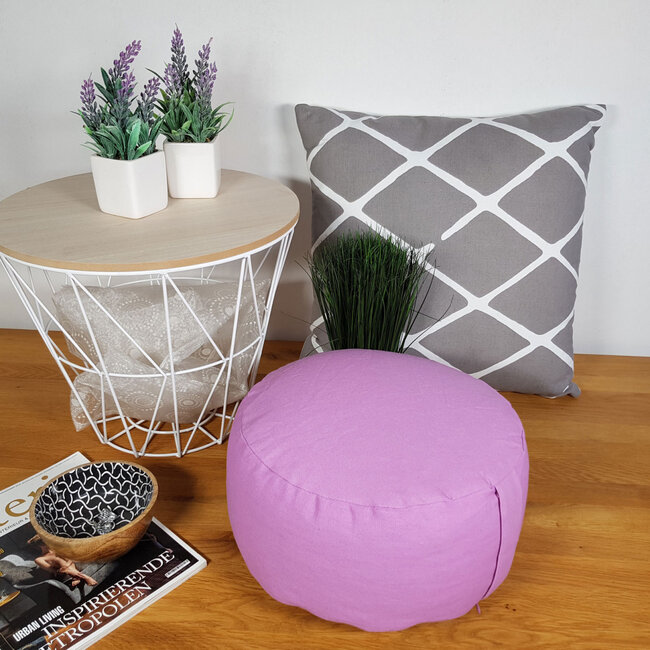 Dream-Living Yogakussen Meditatiekussen roze 16 x ø 31 cm wasbare hoes