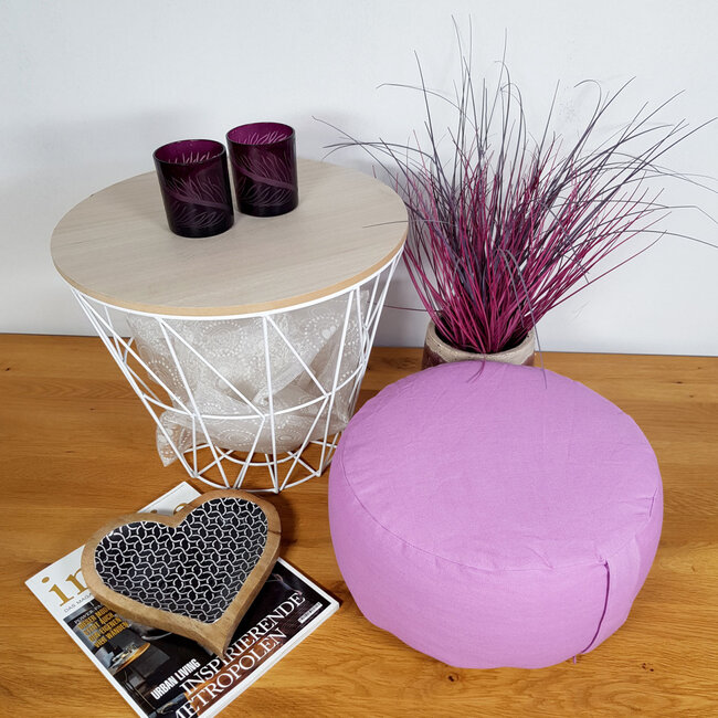 Dream-Living Yogakussen Meditatiekussen roze 16 x ø 31 cm wasbare hoes