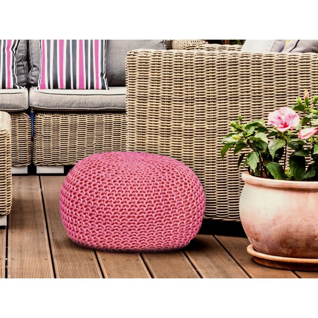 Dream-Living Duurzame roze waterdichte poef Ø 55cm voor binnen- terras- zwembad en tuin