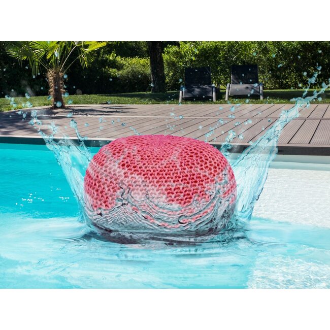 Dream-Living Duurzame roze waterdichte poef Ø 55cm voor binnen- terras- zwembad en tuin