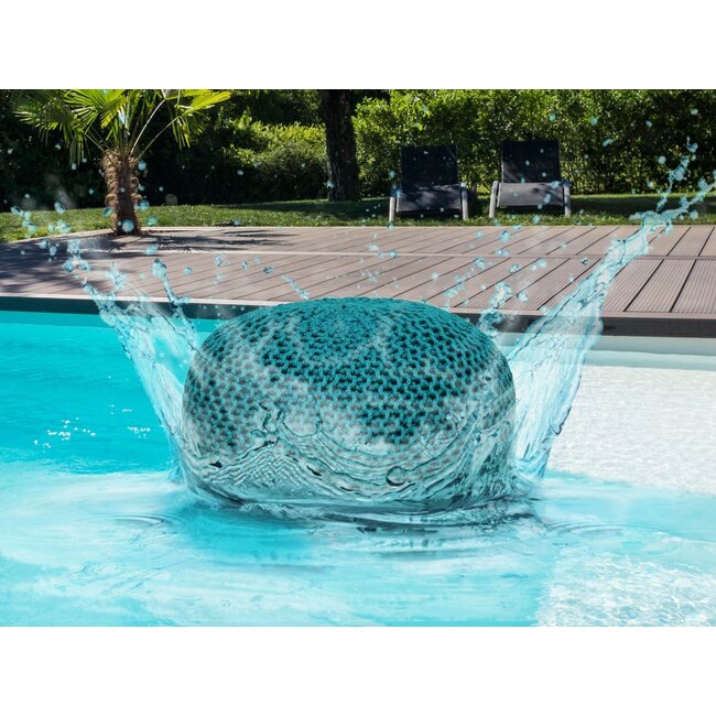 Dream-Living Duurzame turquoise poef Ø 55cm voor binnen- buiten- zwembad