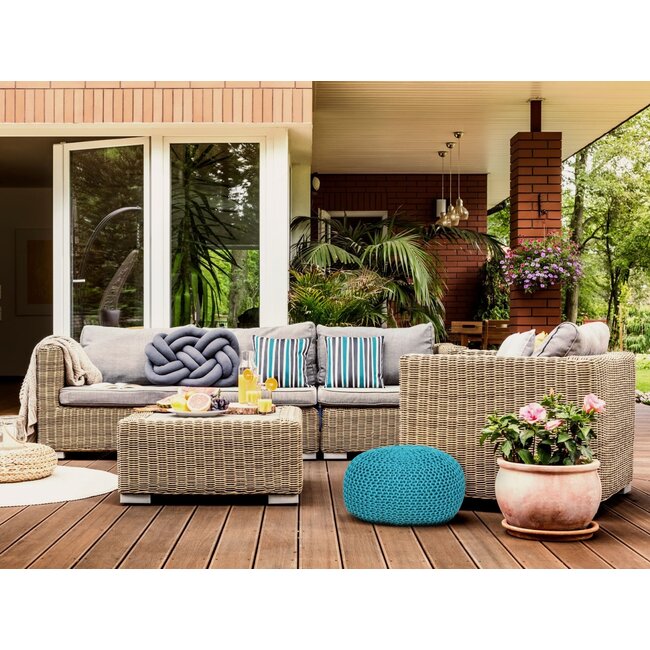 Dream-Living Duurzame turquoise poef Ø 55cm voor binnen- buiten- zwembad
