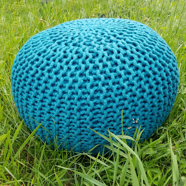 Dream-Living Duurzame turquoise poef Ø 55cm voor binnen- buiten- zwembad