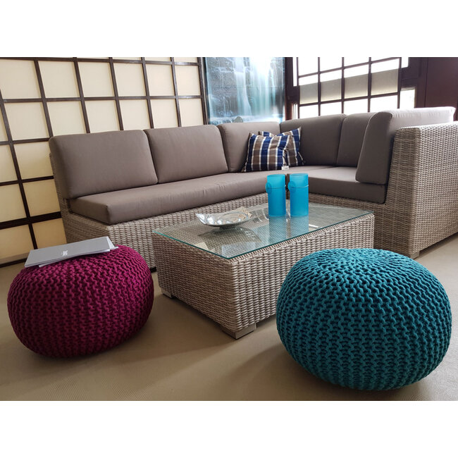 Dream-Living Duurzame turquoise poef Ø 55cm voor binnen- buiten- zwembad