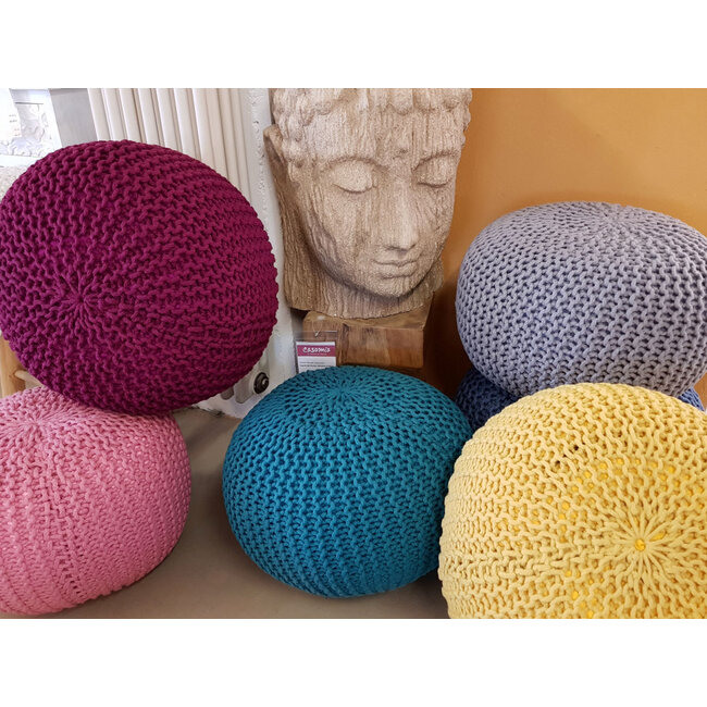 Dream-Living Duurzame turquoise poef Ø 55cm voor binnen- buiten- zwembad