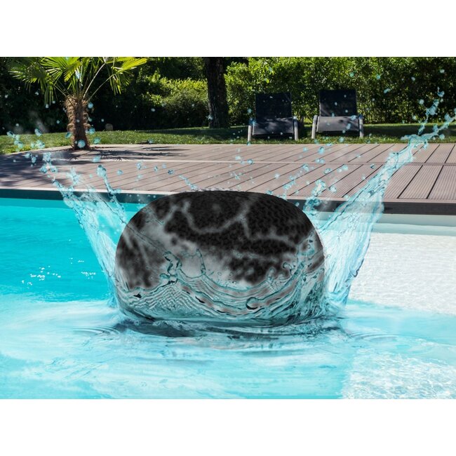 Dream-Living Duurzame zwarte poef Ø 55cm voor binnen- buiten- zwembad