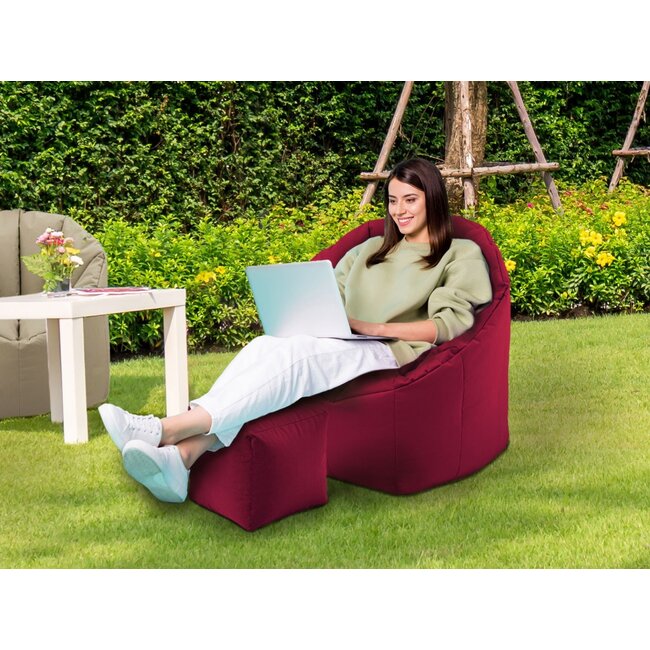 Dream-Living Zitzakset ø 70 H 80 cm met kruk fauteuil relax fauteuil gaming fauteuil Big Bamba vormvast