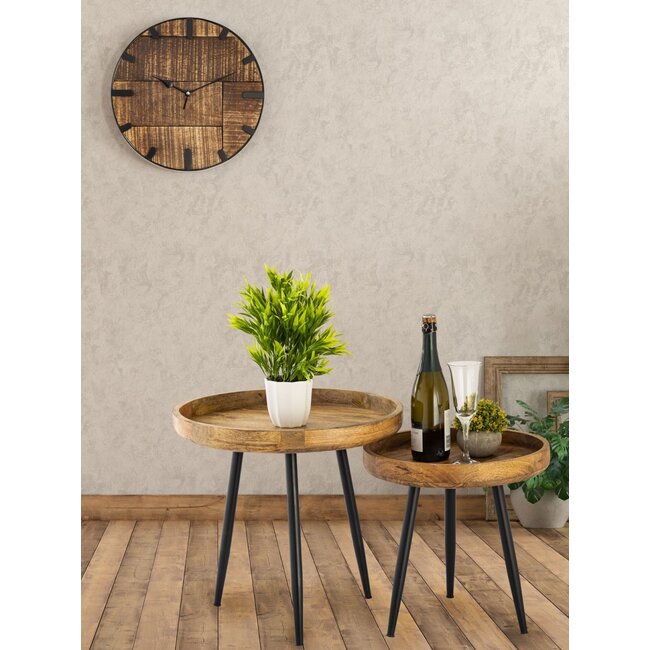 Dream-Living Mangohouten bijzettafel salontafel ø 50cm