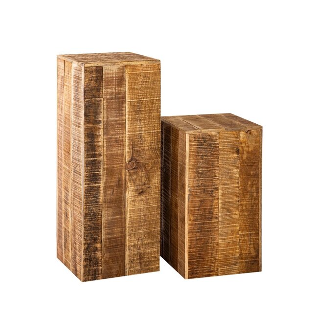 Dream-Living Vierkante zuil van massief mangohout 27 x 27 x 50 cm