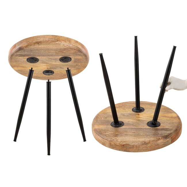 Dream-Living Mangohouten bijzettafel salontafel ø 50cm