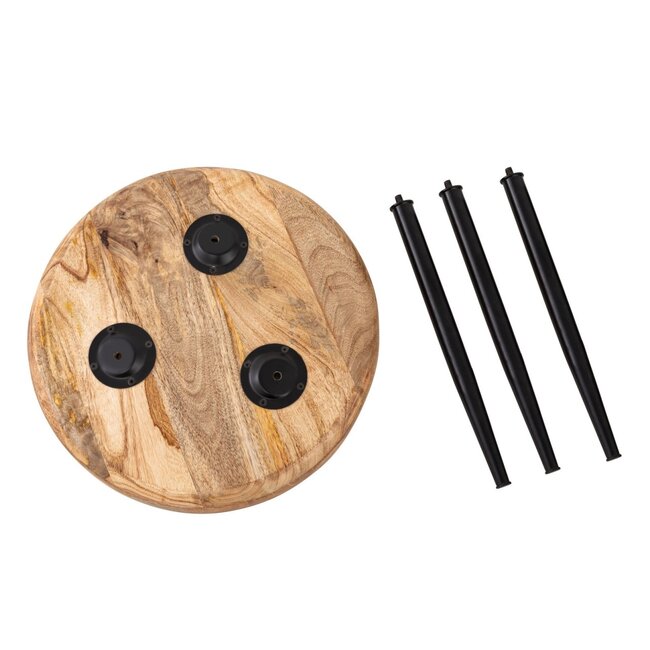 Dream-Living Mangohouten bijzettafel salontafel ø 40cm