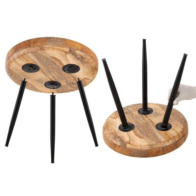 Dream-Living Mangohouten bijzettafel salontafel ø 40cm