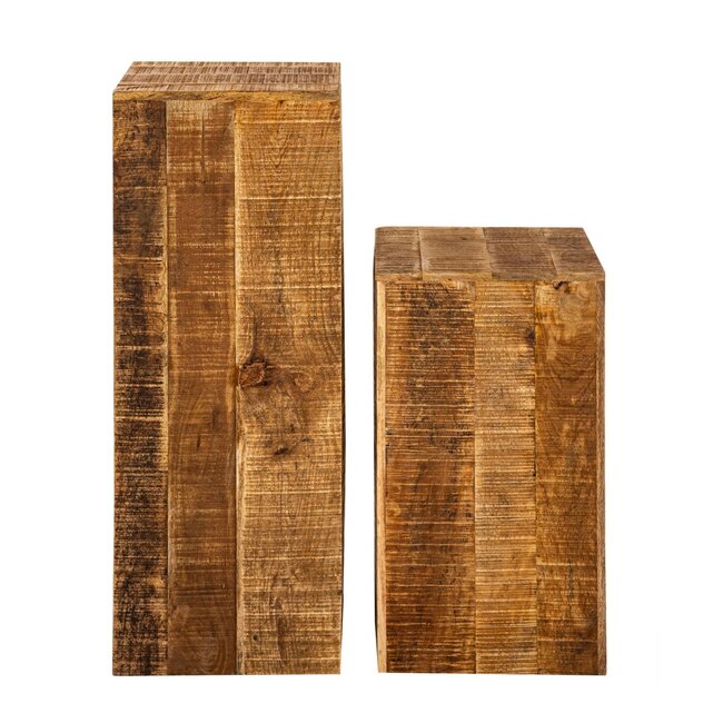 Dream-Living Plantenzuil vierkant  van mangohout 73x27x27 cm