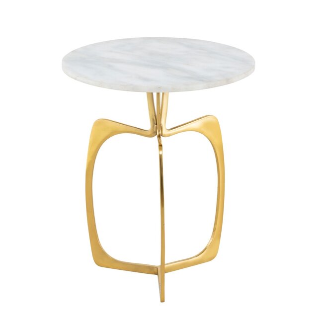 Dream-Living Bijzettafel marmer-metaal rond ø 45 x 56 cm goud