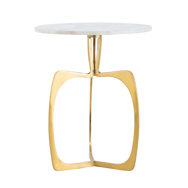 Dream-Living Bijzettafel marmer-metaal rond ø 45 x 56 cm goud