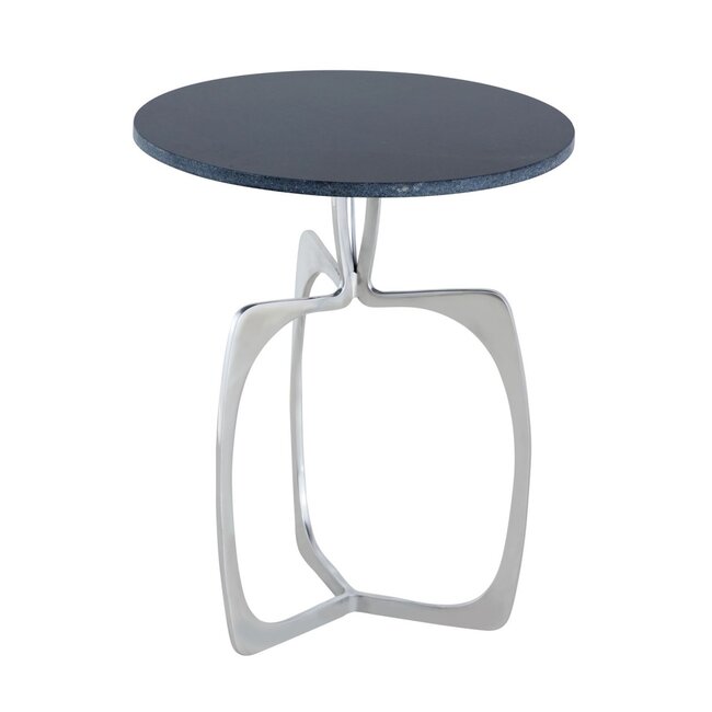 Dream-Living Bijzettafel marmer-metaal rond ø 45 x 56 cm zilver