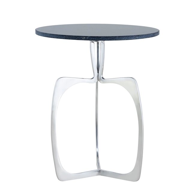 Dream-Living Bijzettafel marmer-metaal rond ø 45 x 56 cm zilver