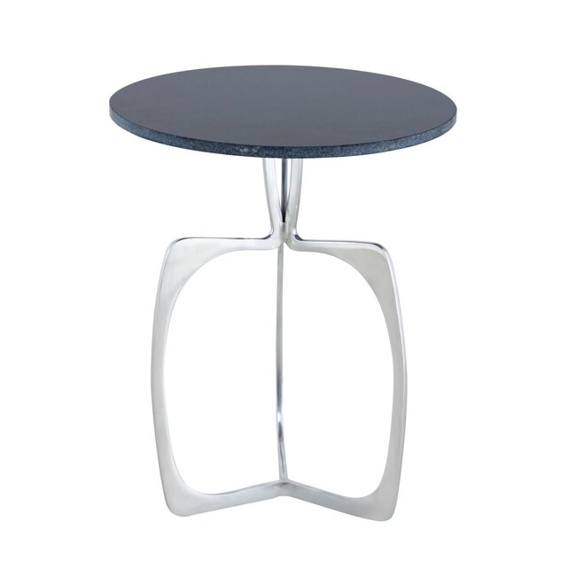 Dream-Living Bijzettafel marmer-metaal rond ø 45 x 56 cm zilver
