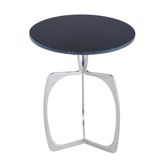 Dream-Living Bijzettafel marmer-metaal rond ø 45 x 56 cm zilver