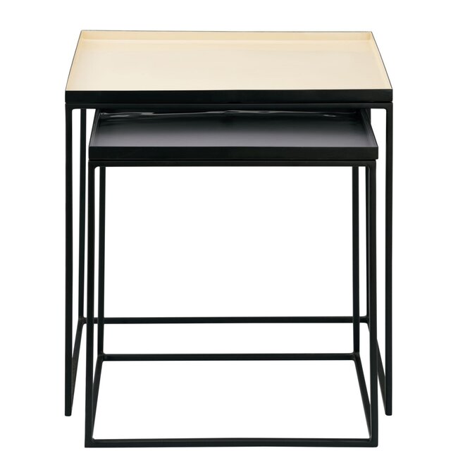 Dream-Living Bijzettafel set van 2 bijzettafels 45 H 45 cm decoratieve tafellamp tafel sofa tafel Copenhagen tafel emaille