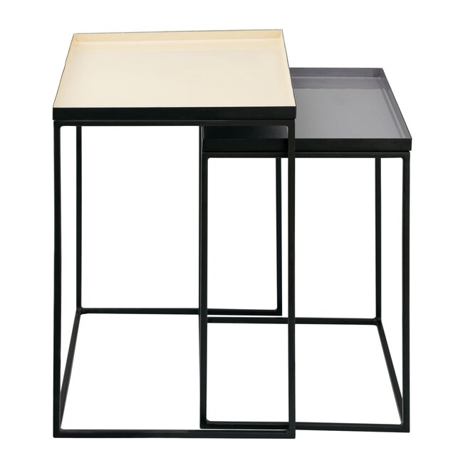 Dream-Living Bijzettafel set van 2 bijzettafels 45 H 45 cm decoratieve tafellamp tafel sofa tafel Copenhagen tafel emaille