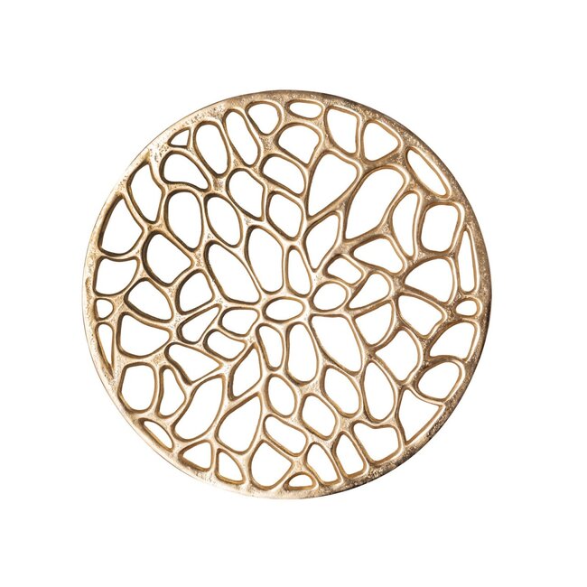 Dream-Living Bijzettafel metalen siertafel ø 40 x 46 cm rond Agadir zilver of goud aluminium koraal design