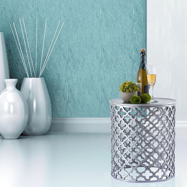 Dream-Living Decoratieve metalen bijzettafel Cairo ø 40 x 45 cm zilver aluminium