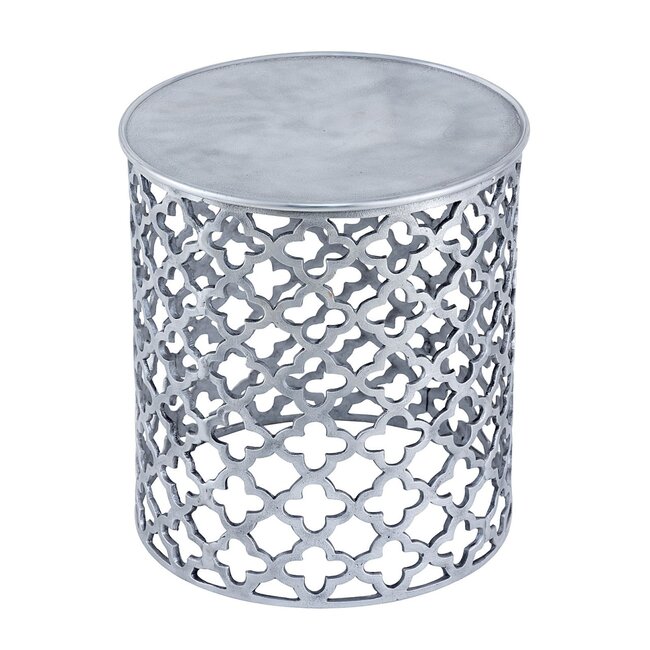 Dream-Living Decoratieve metalen bijzettafel Cairo ø 40 x 45 cm zilver aluminium