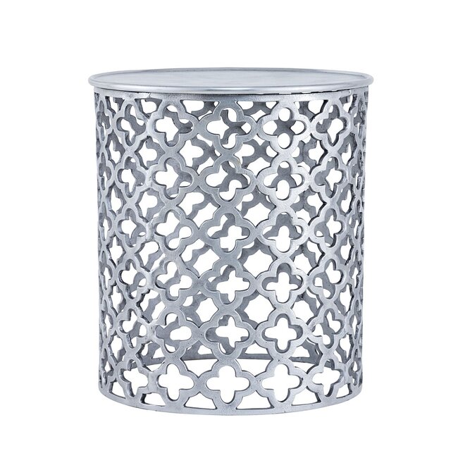 Dream-Living Decoratieve metalen bijzettafel Cairo ø 40 x 45 cm zilver aluminium